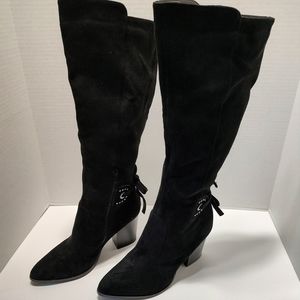 Women's Knee high Black Suede Dress Boots 10